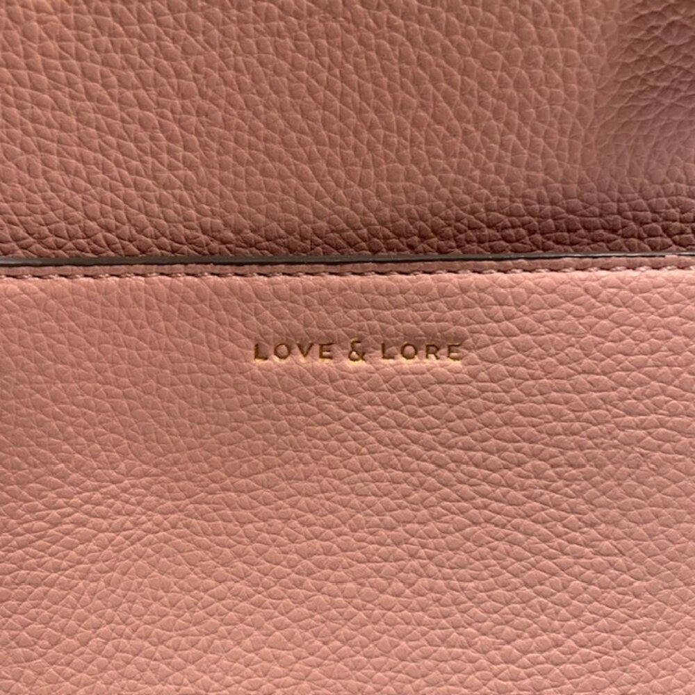 Love & Lore Pink Pebbled Leather Satchel Tote Crossbody Bag Gold Hardware - Picture 3 of 11